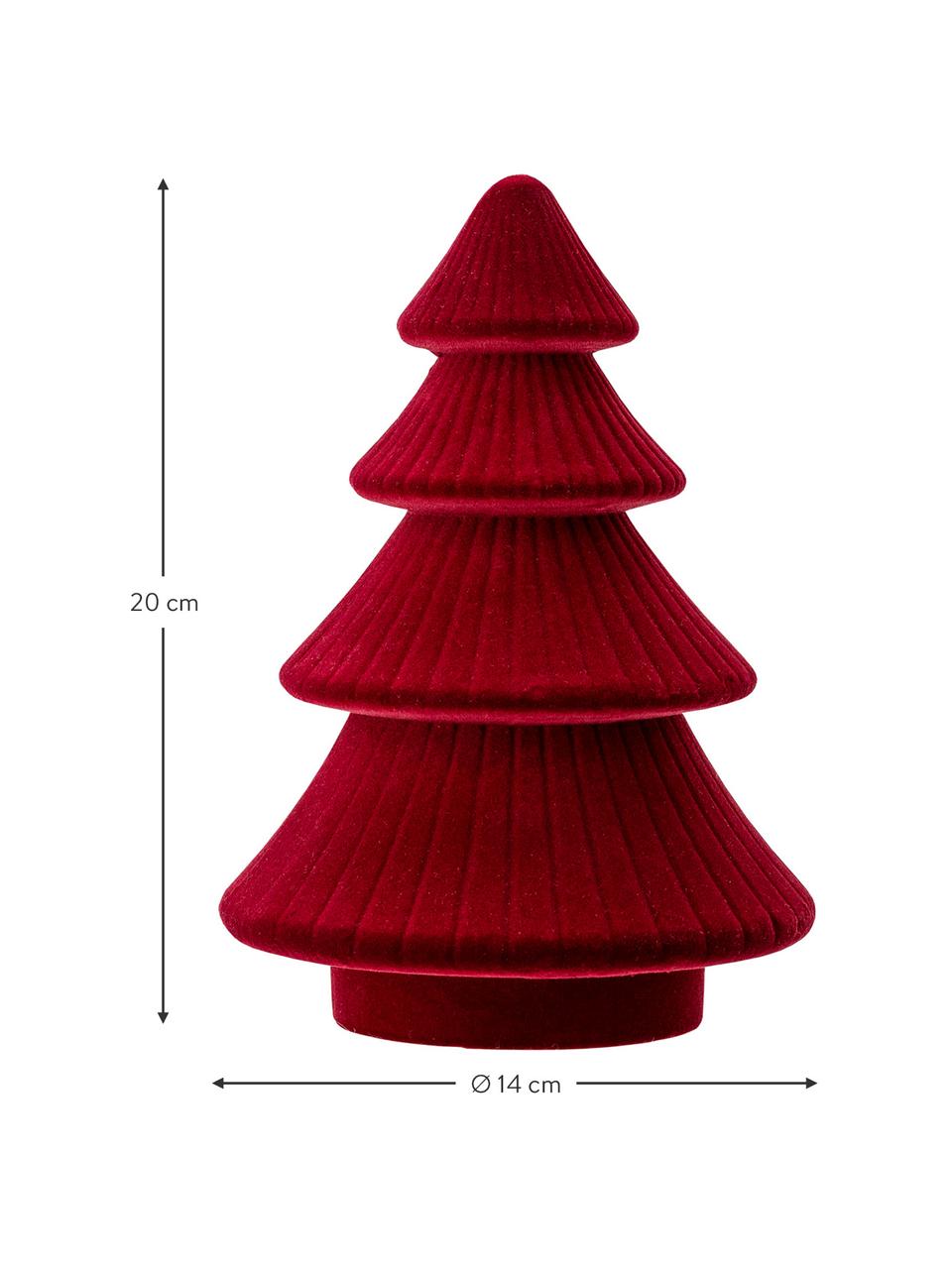 Fluwelen decoratief object Tree, MDF, polyester fluweel, Rood, Ø 14 cm, H 20 cm