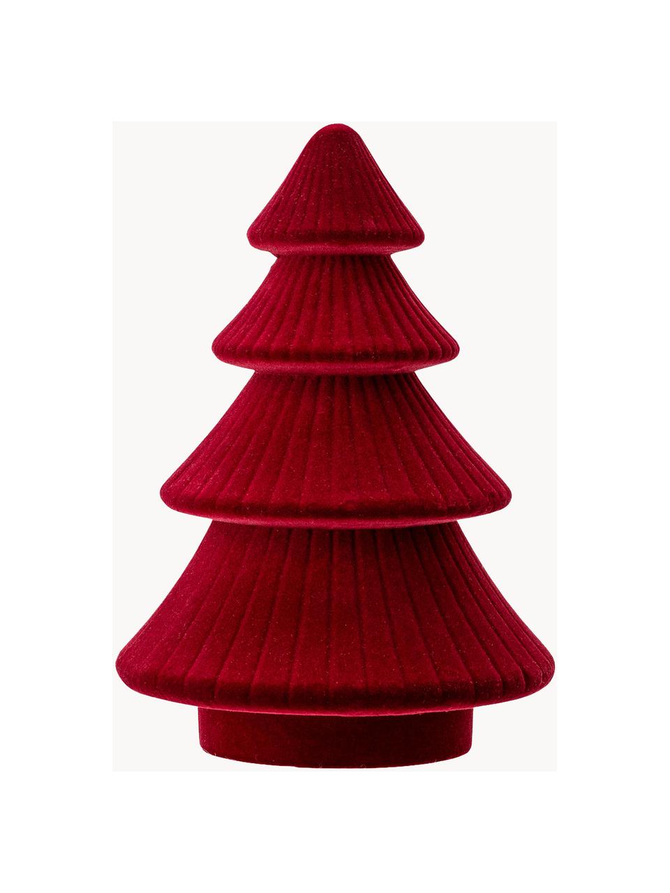 Albero decorativo in velluto Tree, alt. 20 cm, Pannello di fibra a media densità (MDF), velluto di poliestere, Rosso, Ø 14 x Alt. 20 cm