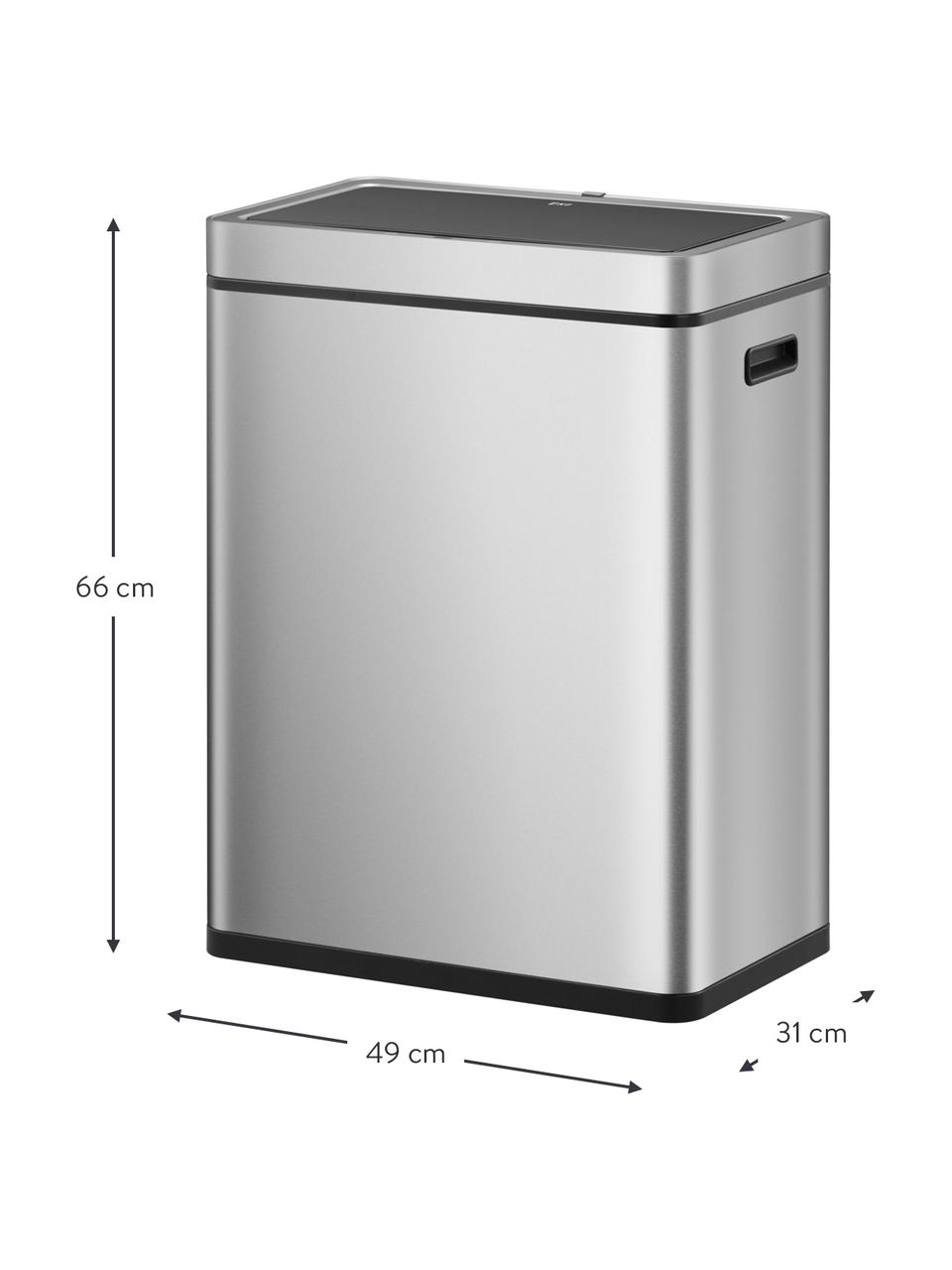 Afvalemmer Mirage met sensorfunctie, 2x 30 L, Houder: roestvrijstaal, geborstel, Zilverkleurig, B 49 x H 66 cm, 2 x 30 L