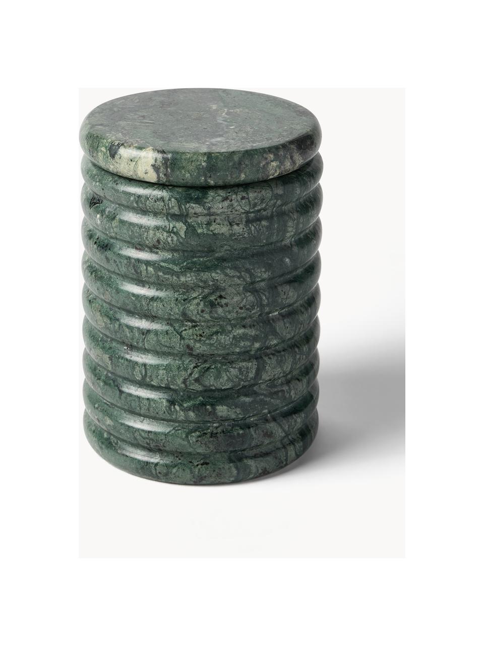 Marmeren opbergpot Orta, Marmer, Groen, gemarmerd, Ø 10 x H 14 cm