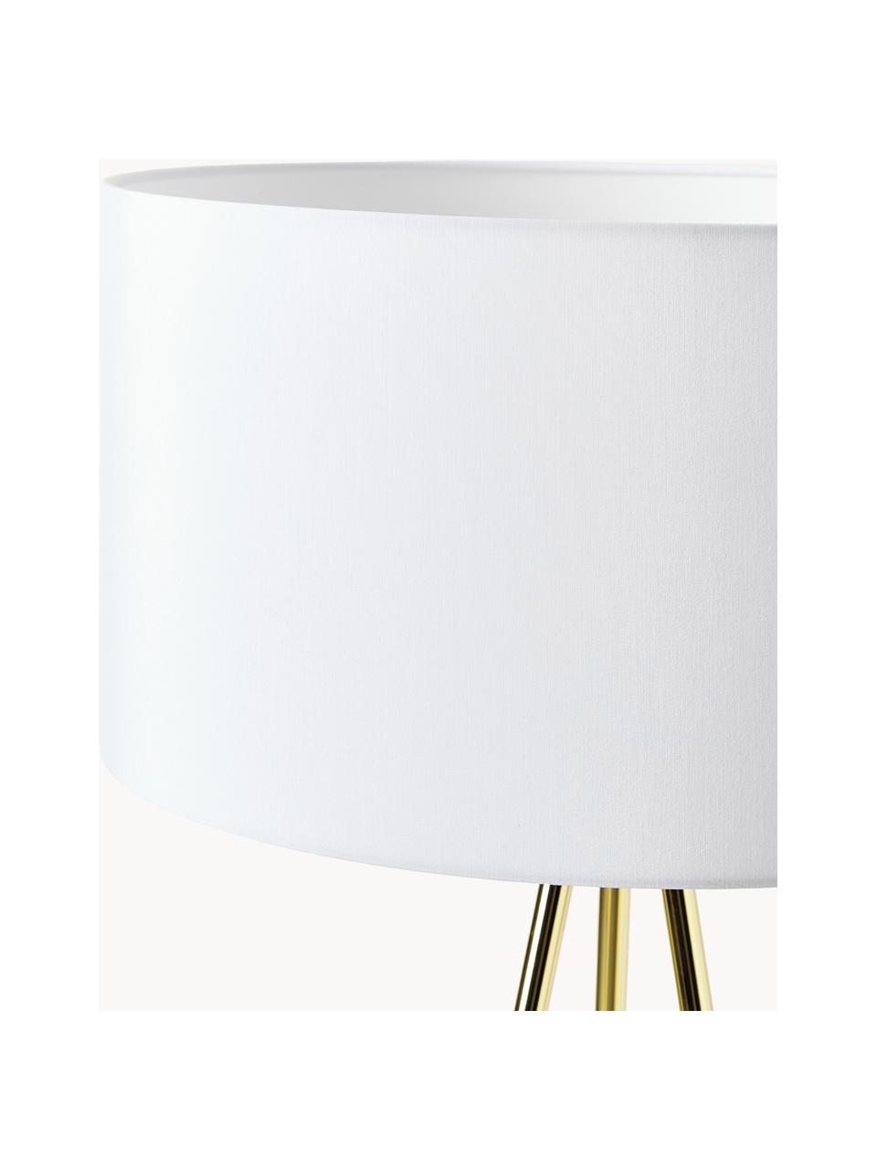 Lampadaire trépied scandi Cella, Blanc, doré, haut. 147 cm