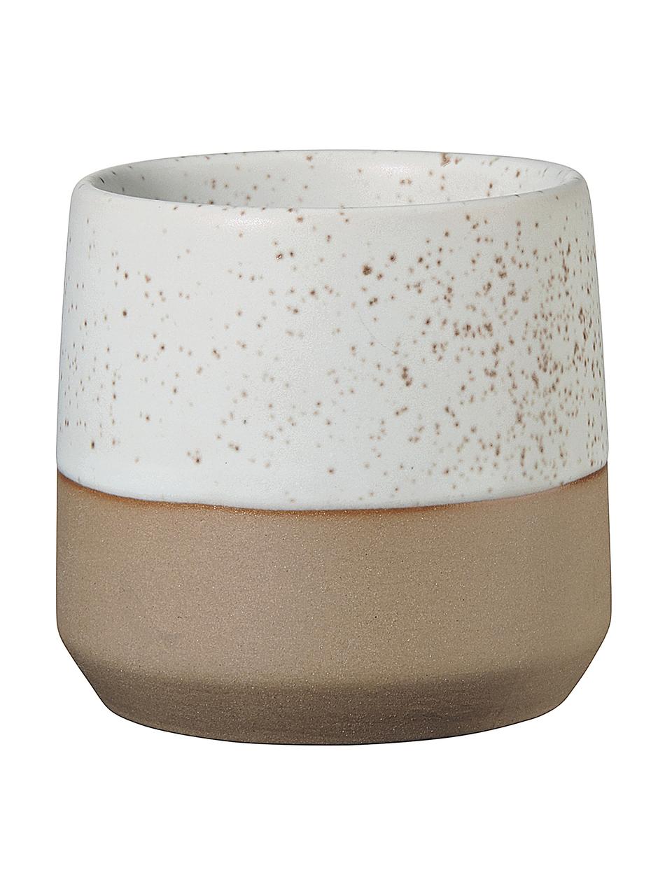 XS Becher Caja in Braun/Beige matt, Steingut, Beige, Braun, Ø 7 x H 7 cm