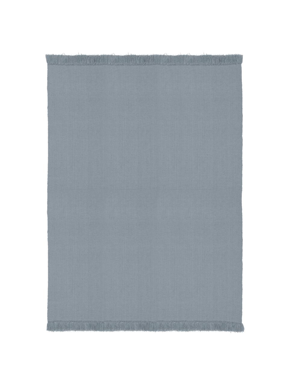 Ręcznie tkany dywan wewnętrzny/zewnętrzny Duo, Włókna syntetyczne (polietylen), Przód i tył: chłodny niebieski, jasny zielony, S 140 x D 200 cm