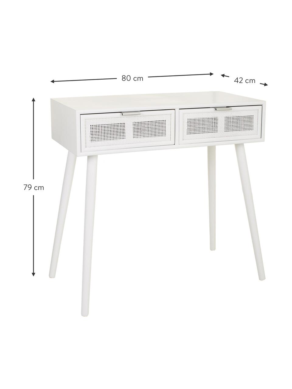 Wandtafel Cayetana van hout, Frame: gelakt MDF, Handvatten: metaal, Poten: bamboehout, gelakt, Wit, 80 x 79 cm