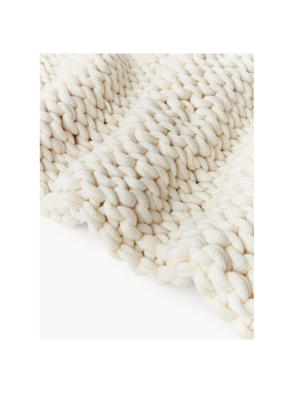 Ručne vyrobená nahrubo tkaná deka Adyna, 100 % akryl, Lomená biela, Š 130 x D 170 cm