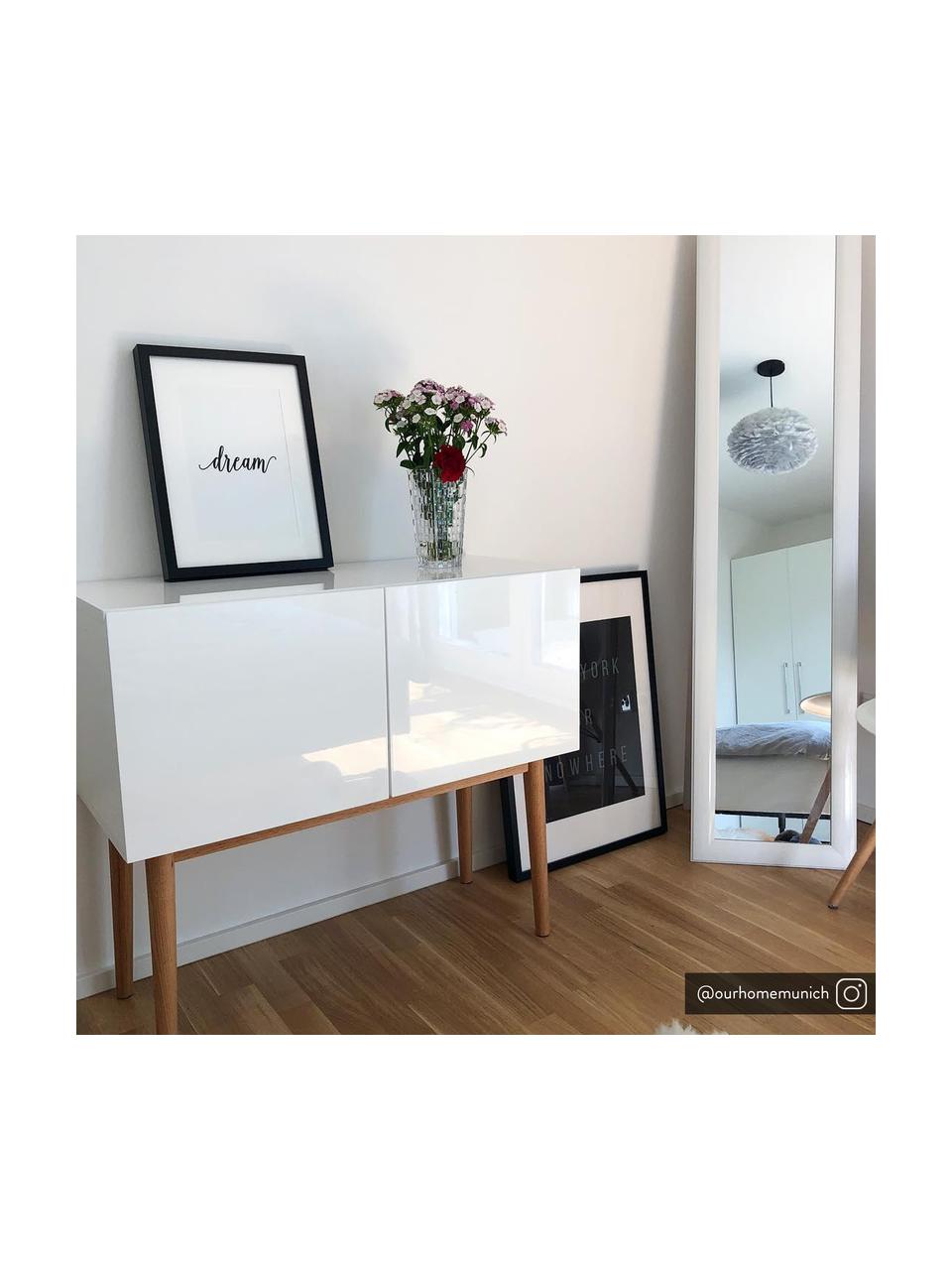 Petite enfilade blanche haute brillance High on Wood, Blanc, naturel