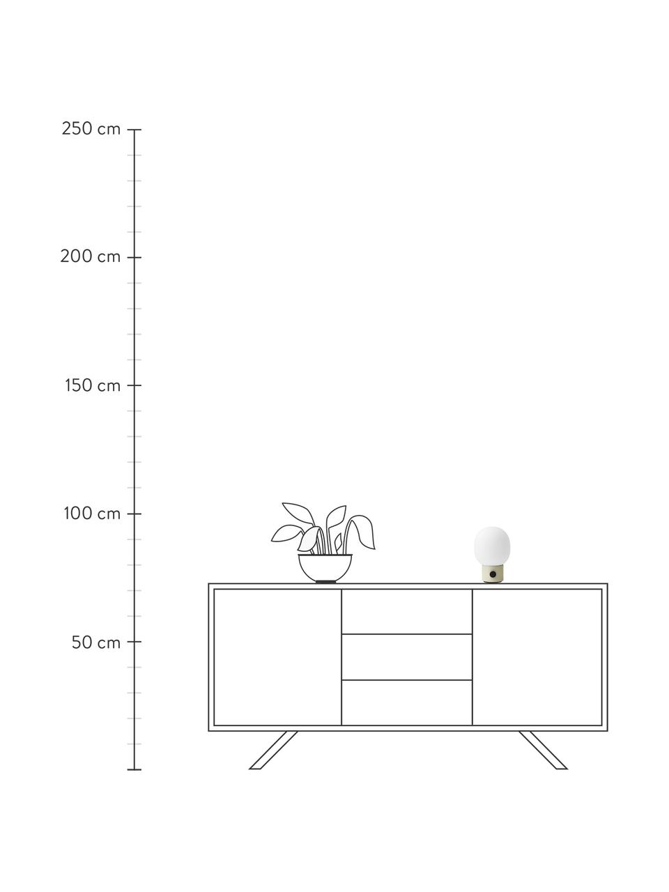 Lámpara de mesa regulable JWDA, con puerto USB, Pantalla: vidrio, Cable: plástico, Blanco, beige, Ø 15 x Al 22 cm