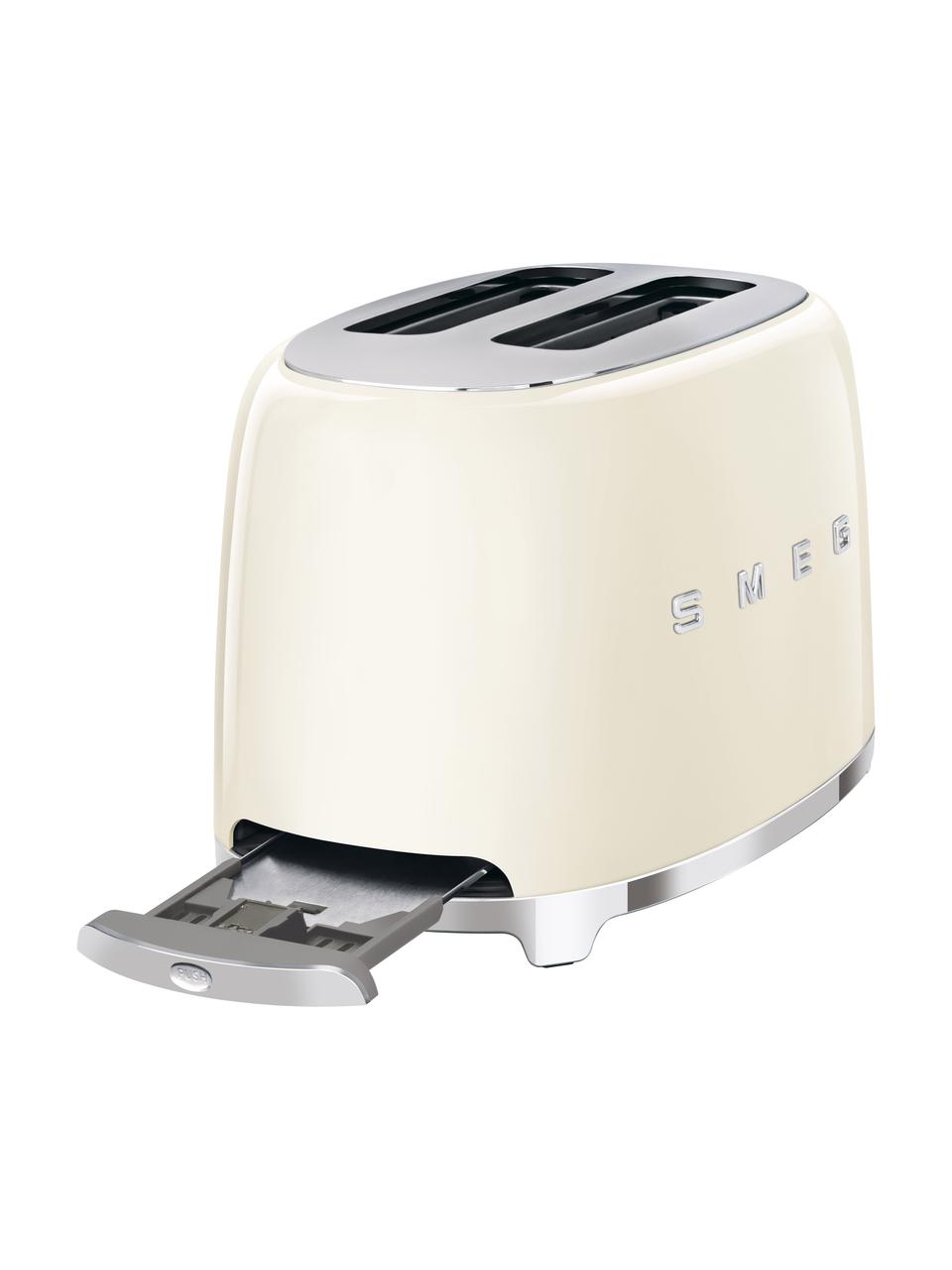 Kompakt Toaster 50's Style, Edelstahl, lackiert, Cremeweiß, glänzend, B 31 x T 20 cm