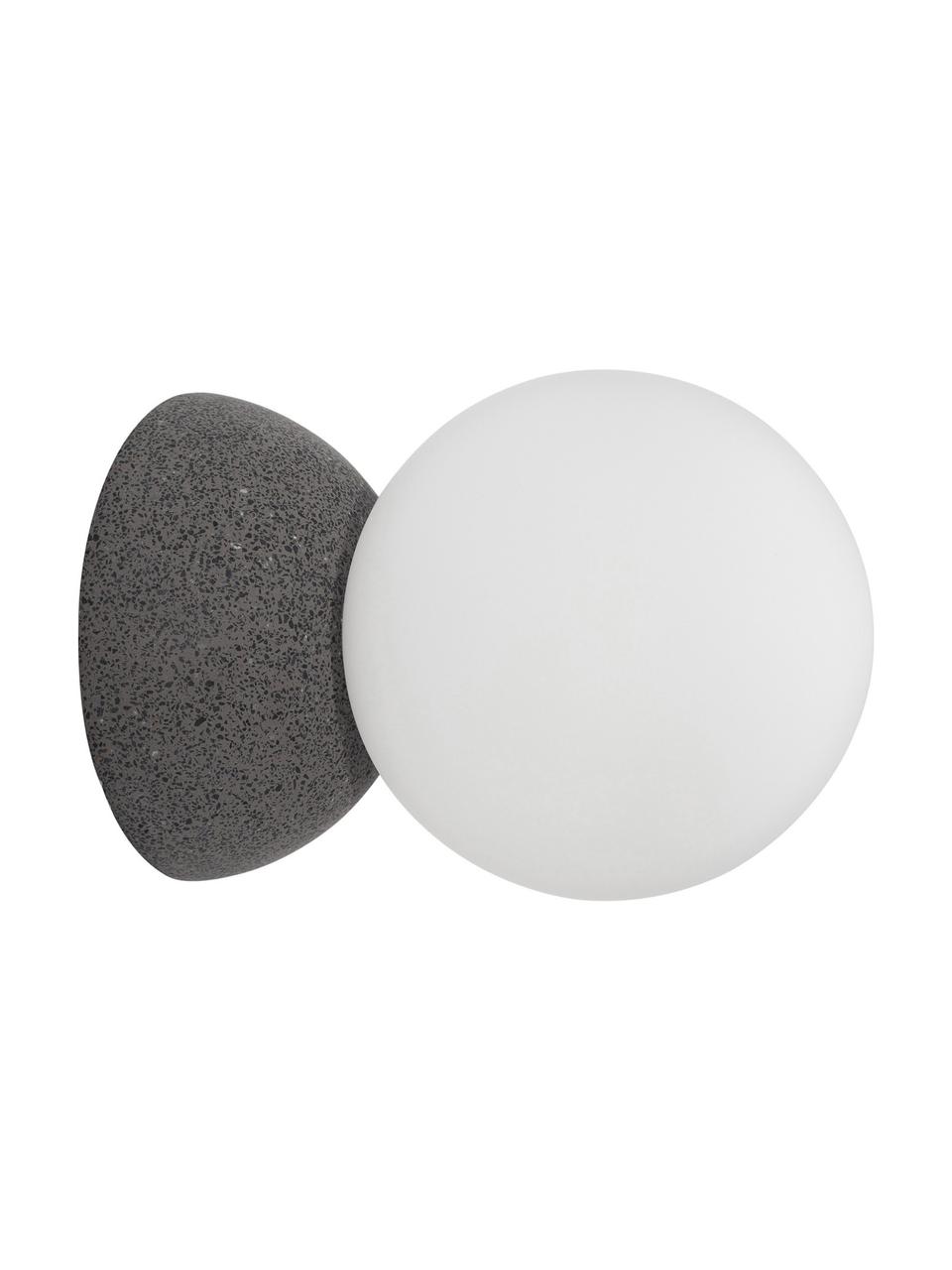 Wand- en plafondlamp Zero van beton, Lampenkap: opaalglas, Grijs, wit, Ø 10 x D 14 cm