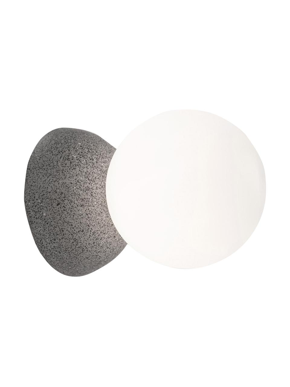 Applique in cemento vetro opale Zero, Paralume: vetro opale, Grigio, bianco, Ø 10 x Prof. 14 cm