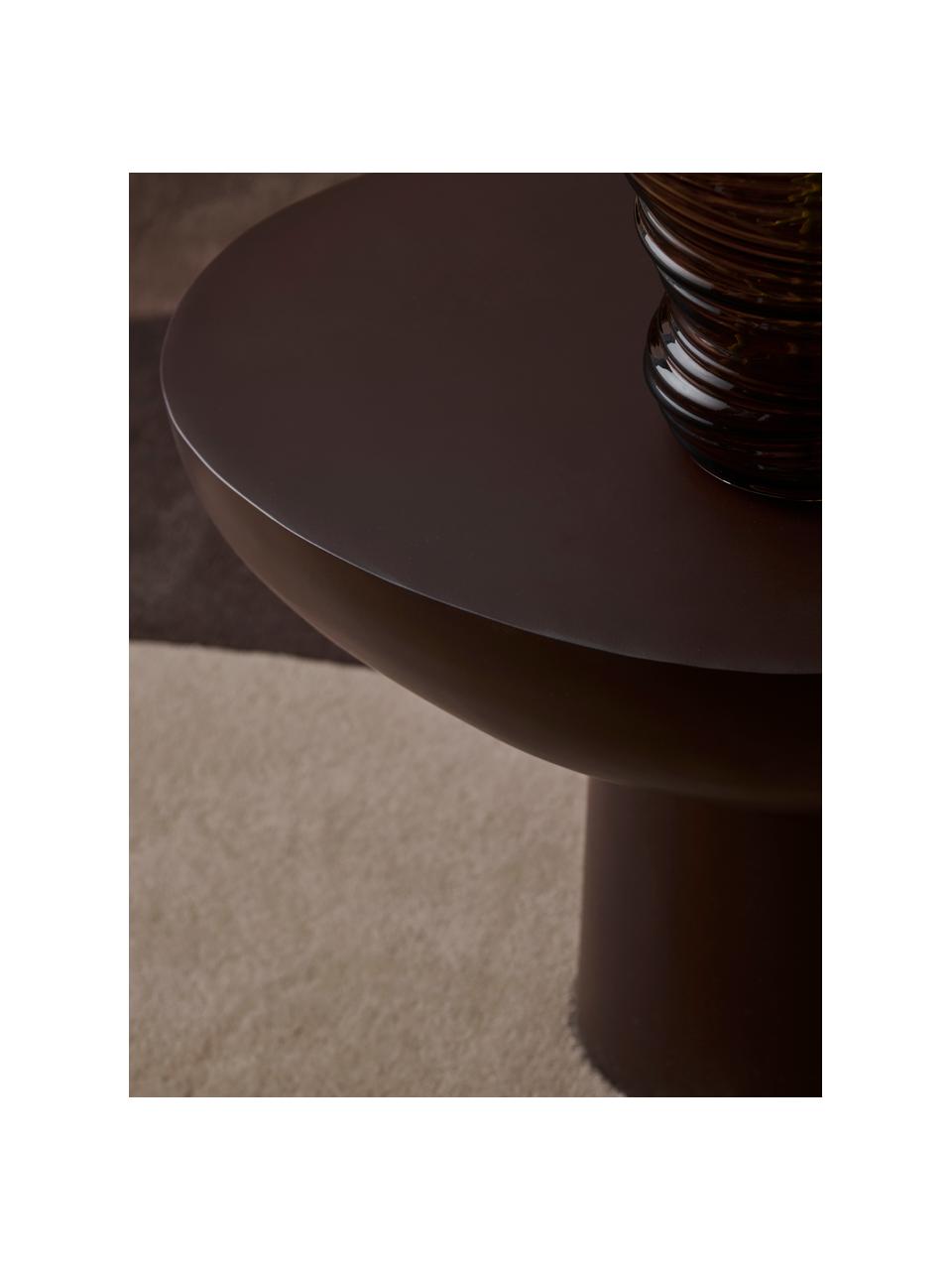 Kovový pomocný stolík Miblo, Potiahnutý hliník, Hnedá, Š 51 x V 48 cm