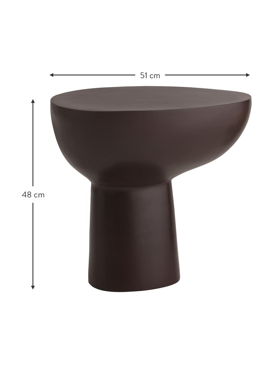 Kovový pomocný stolík Miblo, Potiahnutý hliník, Hnedá, Š 51 x V 48 cm