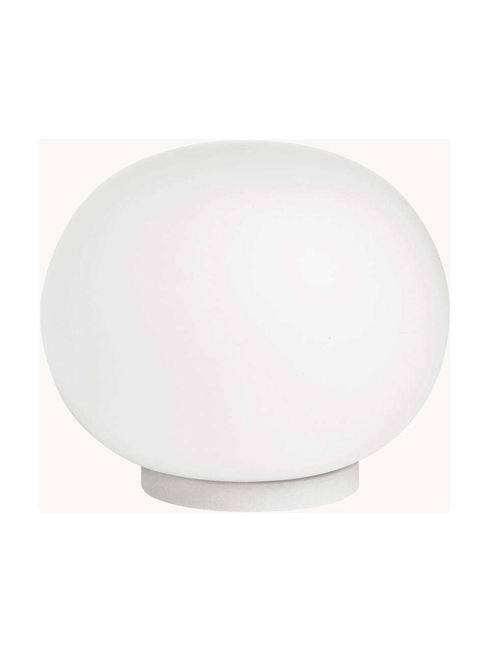 Lampada da tavolo piccola con luce regolabile Glo-Ball, Paralume: vetro, Struttura: plastica, Bianco, Ø 12 x Alt. 9 cm