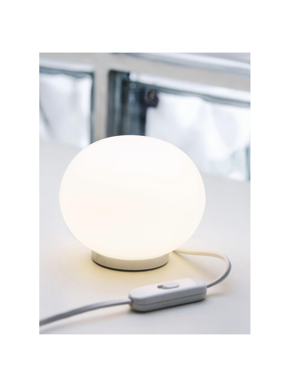 Lámpara de mesa pequeña Glo-Ball, Pantalla: vidrio, Estructura: plástico, Cable: plástico, Blanco, Ø 12 x Al 9 cm