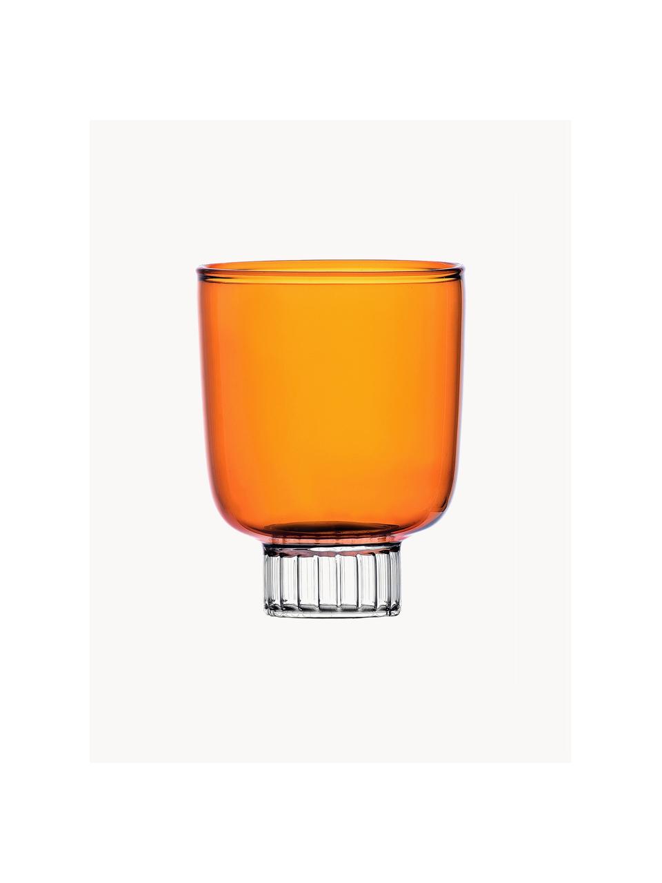 Ručne vyrobený pohár na vodu Liberta, Borosilikátové sklo, Oranžová, priehľadná, Ø 8 x V 10 cm, 300 ml