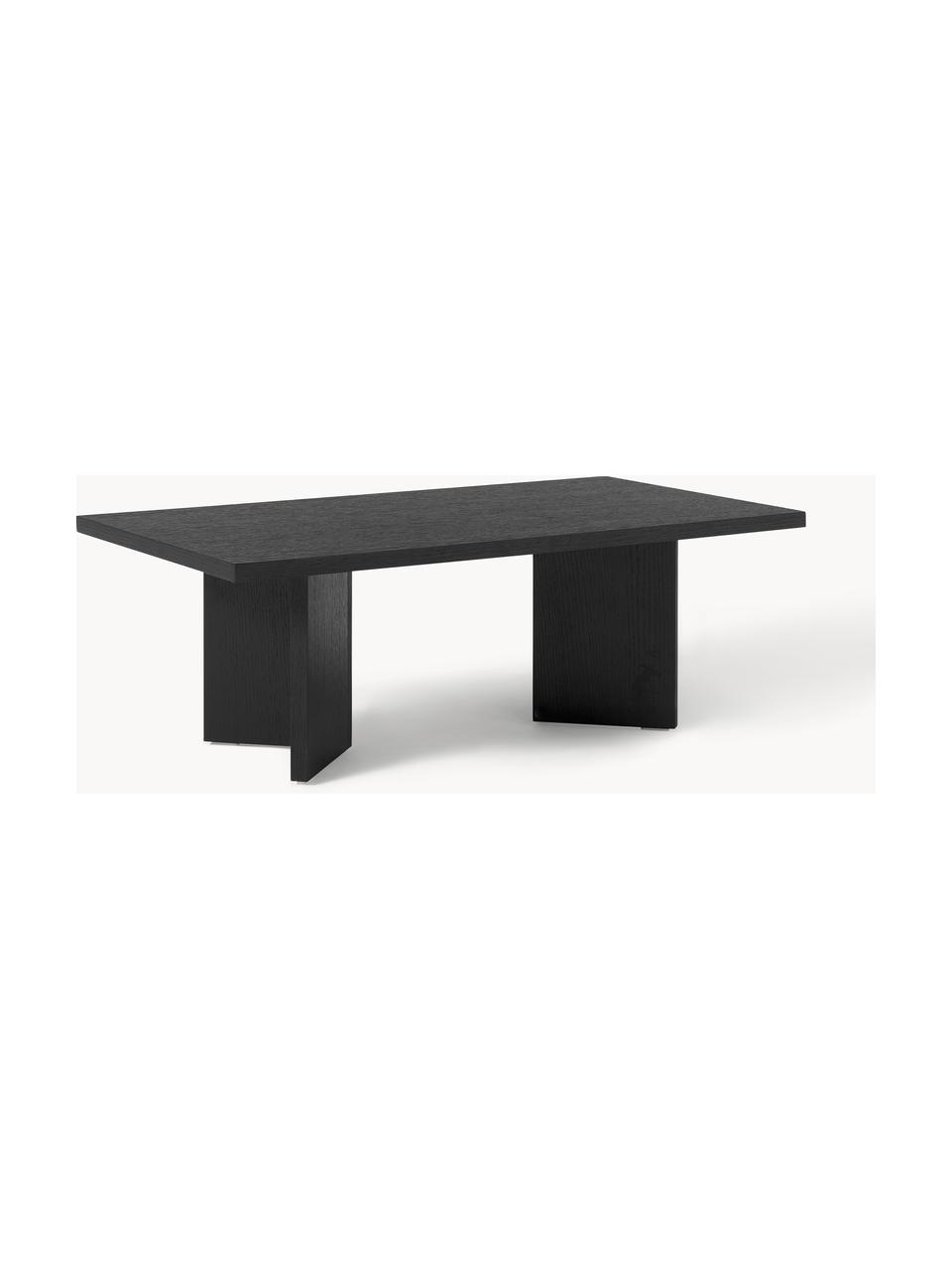 Table basse en bois Toni, MDF avec placage en bois de chêne, laqué, Noir, Ø 100 x haut. 55 cm