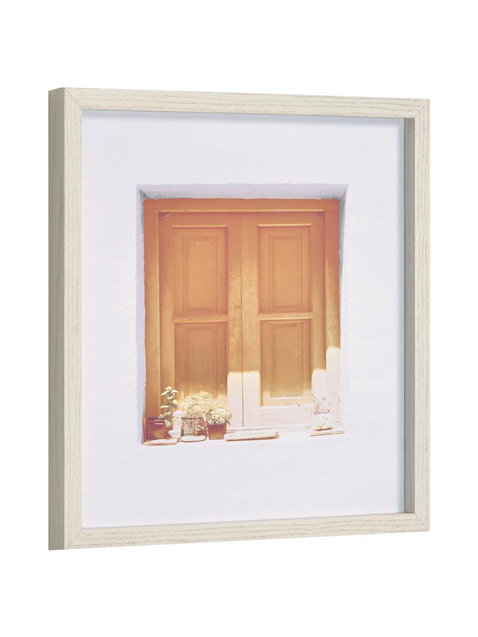 Oprawiony druk cyfrowy Leyla Window, Odcienie brązowego, biały, S 40 x W 40 cm