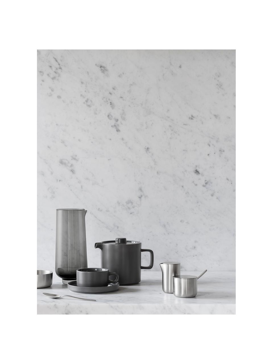 Petite tasse gris foncé mat/brillant Pilar, 2 pièces, Céramique, Gris foncé, Ø 9 x haut. 5 cm, 170 ml