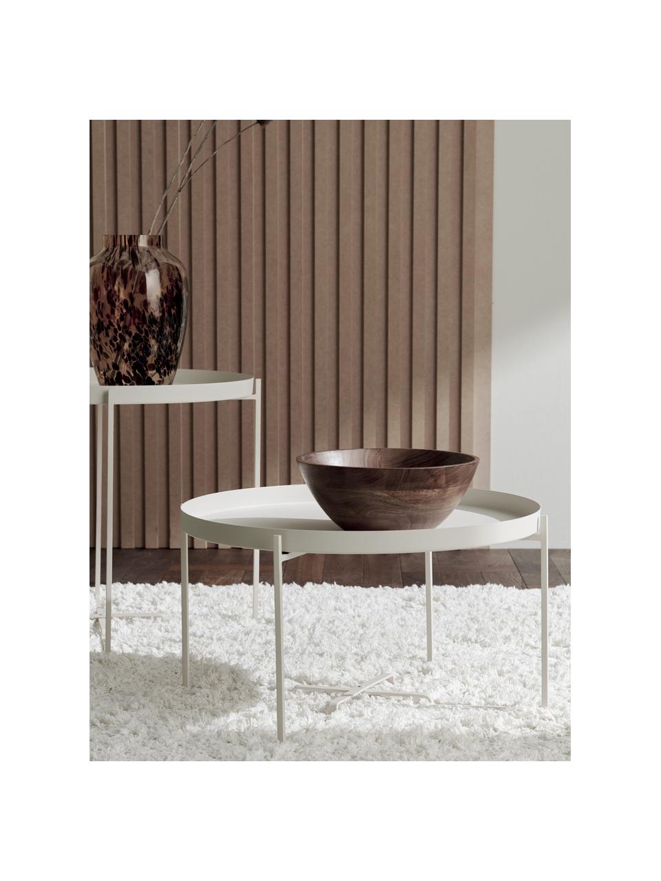 Okrągły stolik kawowy-taca z metalu George, Metal powlekany, Kremowobiały, Ø 57 cm
