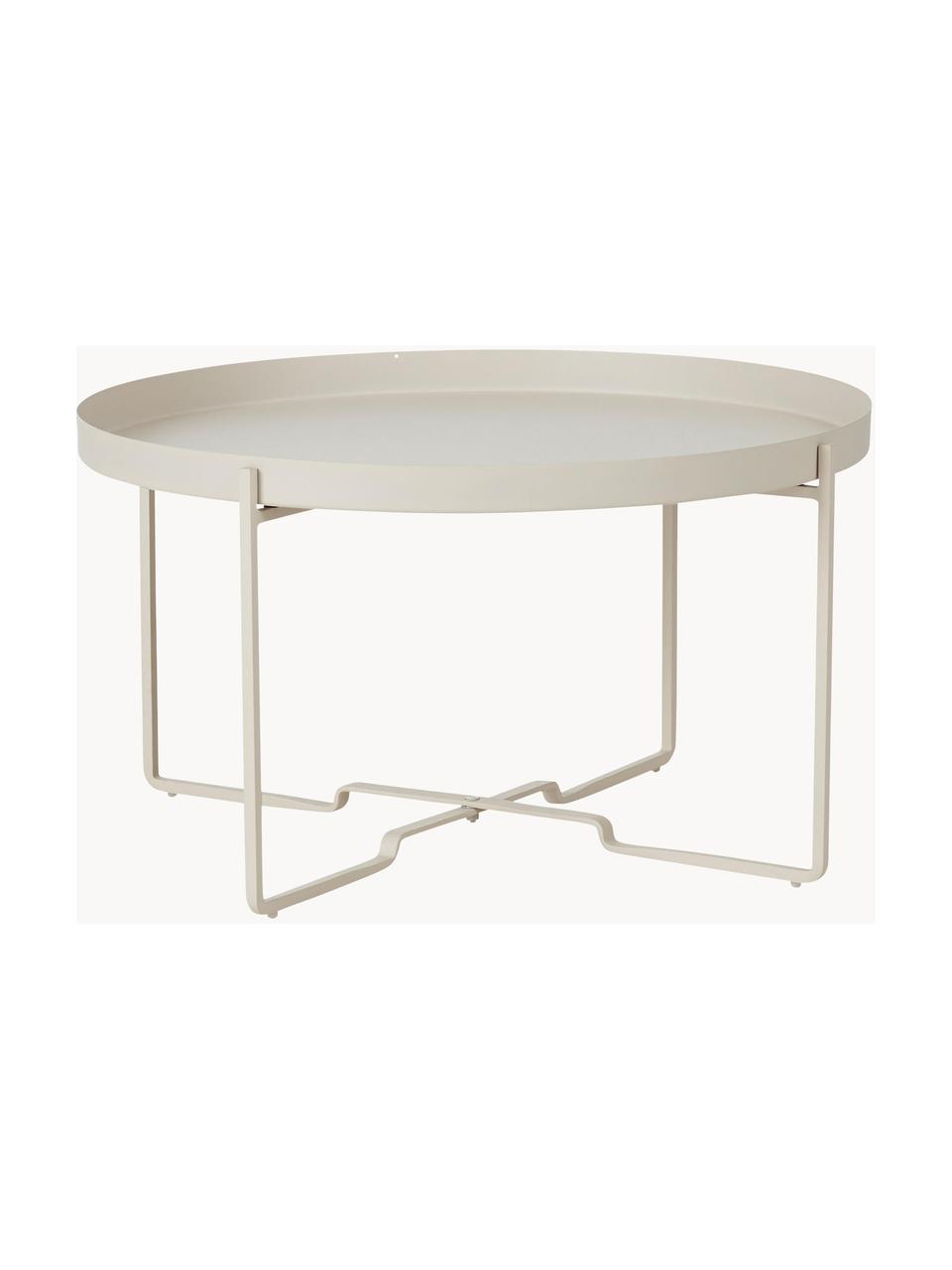 Runder Tablett-Couchtisch George, Metall, beschichtet, Cremeweiß, Ø 57 cm