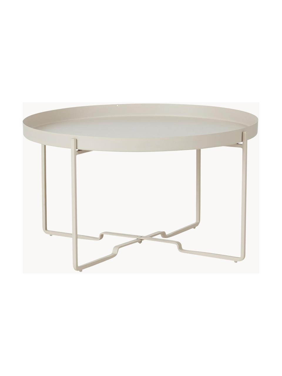 Mesa de centro redonda con bandeja extraíble George, Metal recubierto, Beige, Ø 57 cm