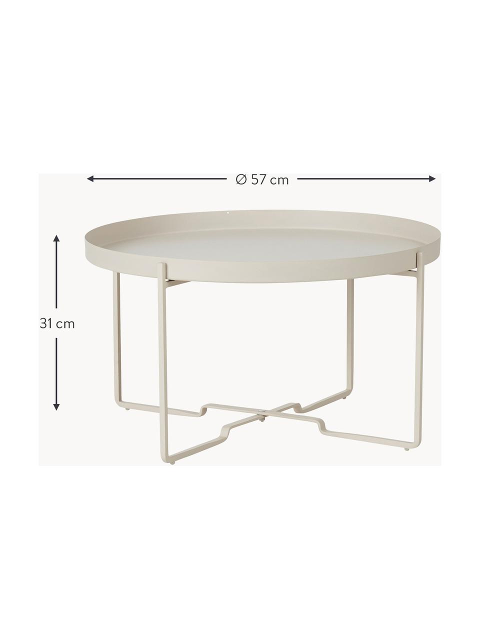 Konferenční stolek s kulatým podnosem George, Potažený kov, Krémově bílá, Ø 57 cm