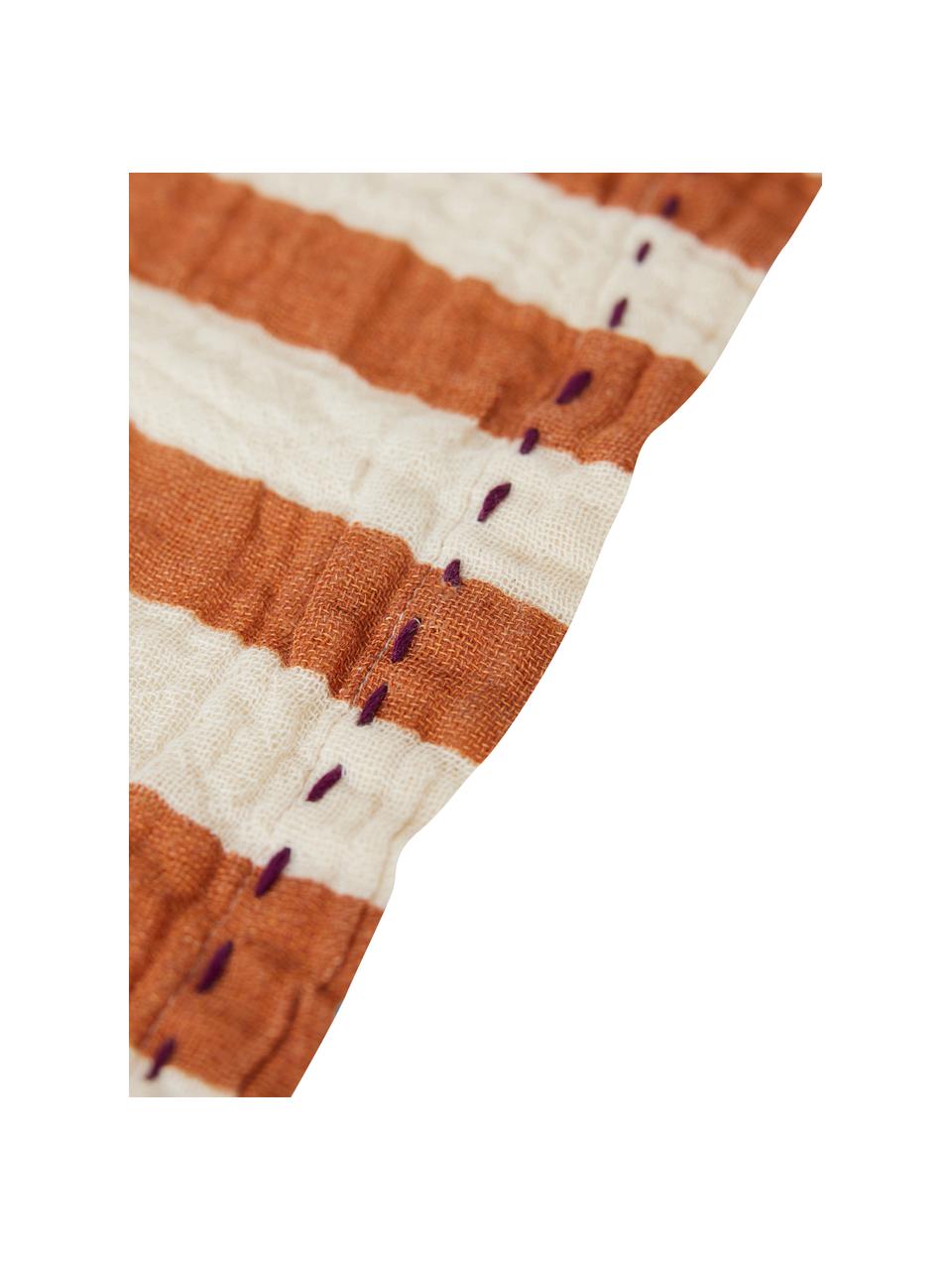 Servilletas Striped, 2 uds., 100% algodón, Blanco, terracota, An 30 x L 30 cm