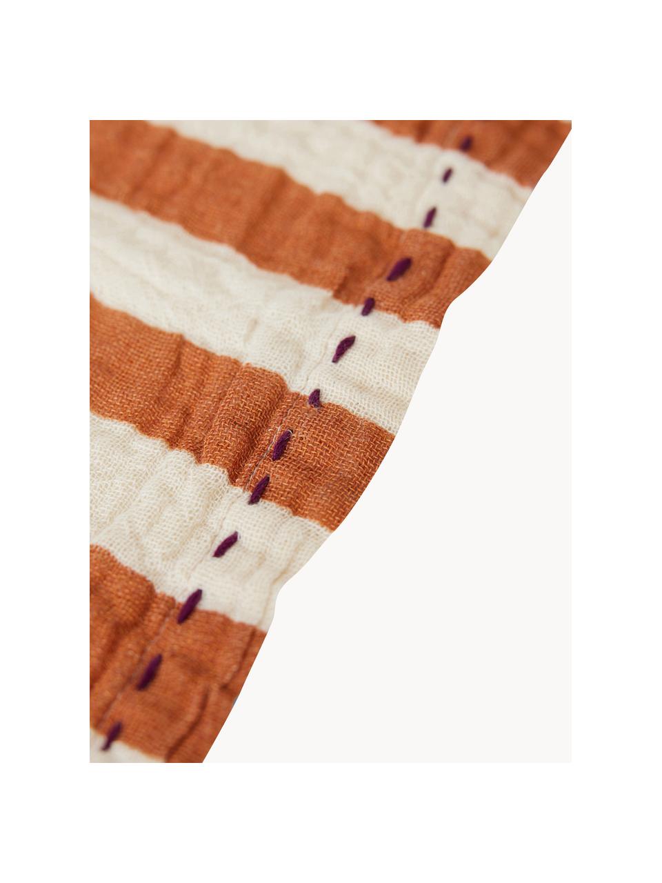 Serviettes de table Striped, 2 pièces, 100 % coton, Blanc, terracotta, larg. 30 x long. 30 cm