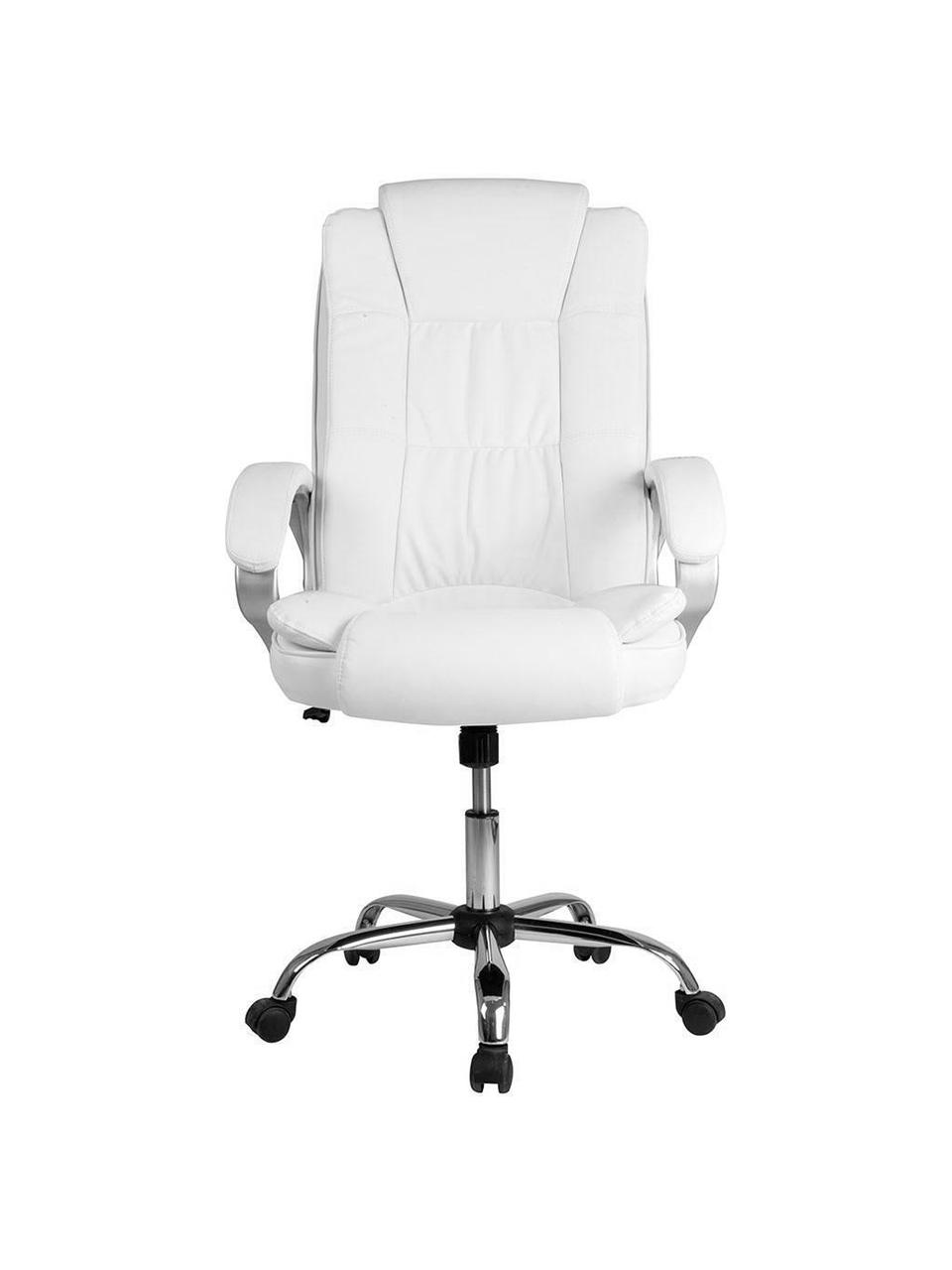 Silla de oficina Karen, Estructura: acero y PVC, Tapizado: piel sintética, Blanco, An 68 x Al 113 cm