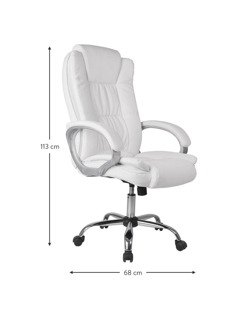 Silla de oficina Karen, Estructura: acero y PVC, Tapizado: piel sintética, Blanco, An 68 x Al 113 cm