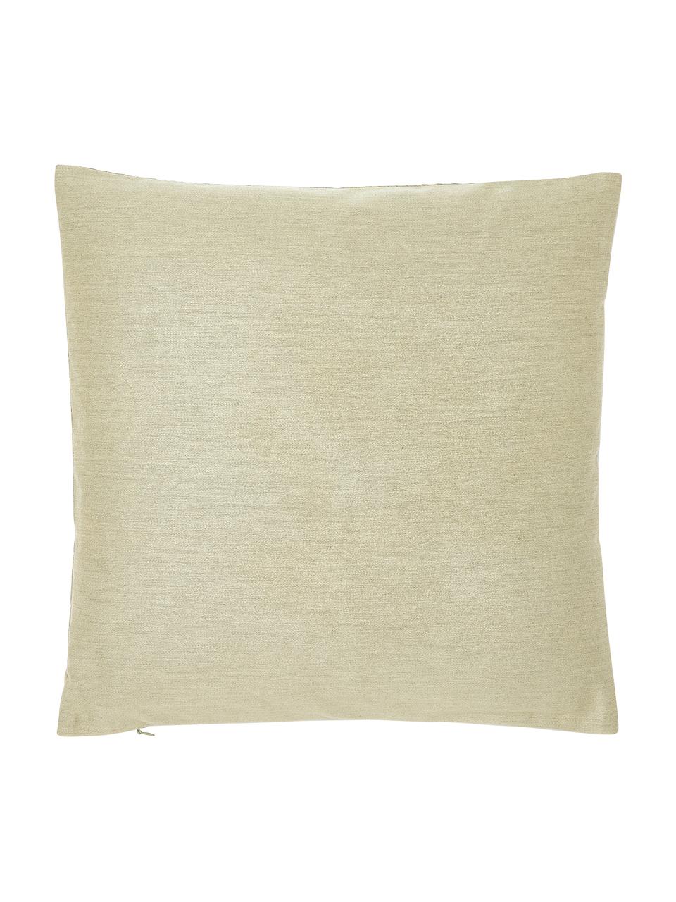 Federa arredo in cotone verde salvia con motivo a onde ricamato Nico, 100% raso di cotone, Verde, Larg. 45 x Lung. 45 cm