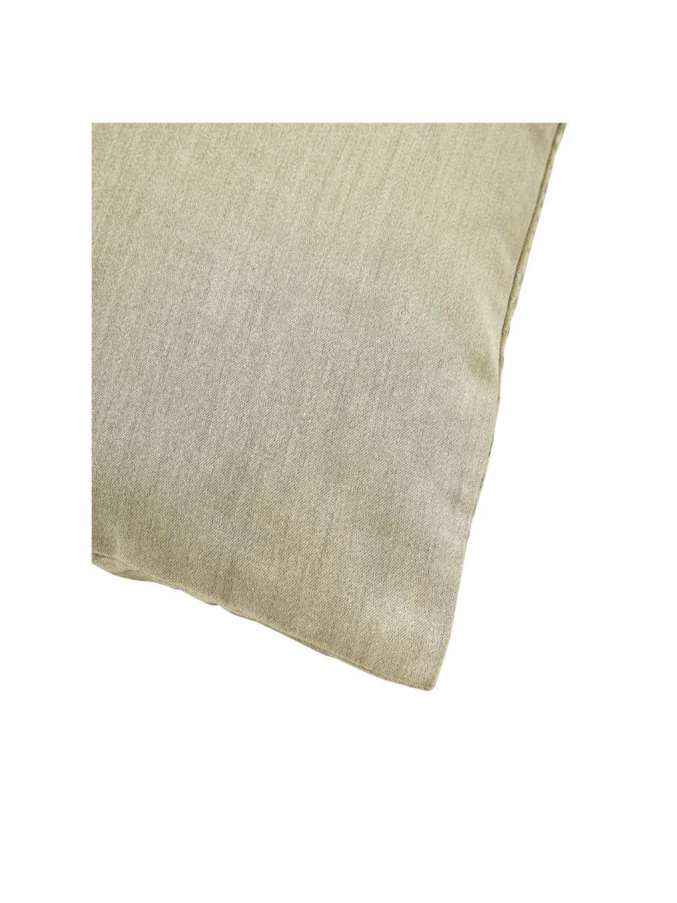 Katoensatijnen kussenhoes Nico met geborduurd golfpatroon in saliegroen, 100% katoen-satijn, Groen, B 45 cm, L 45 cm