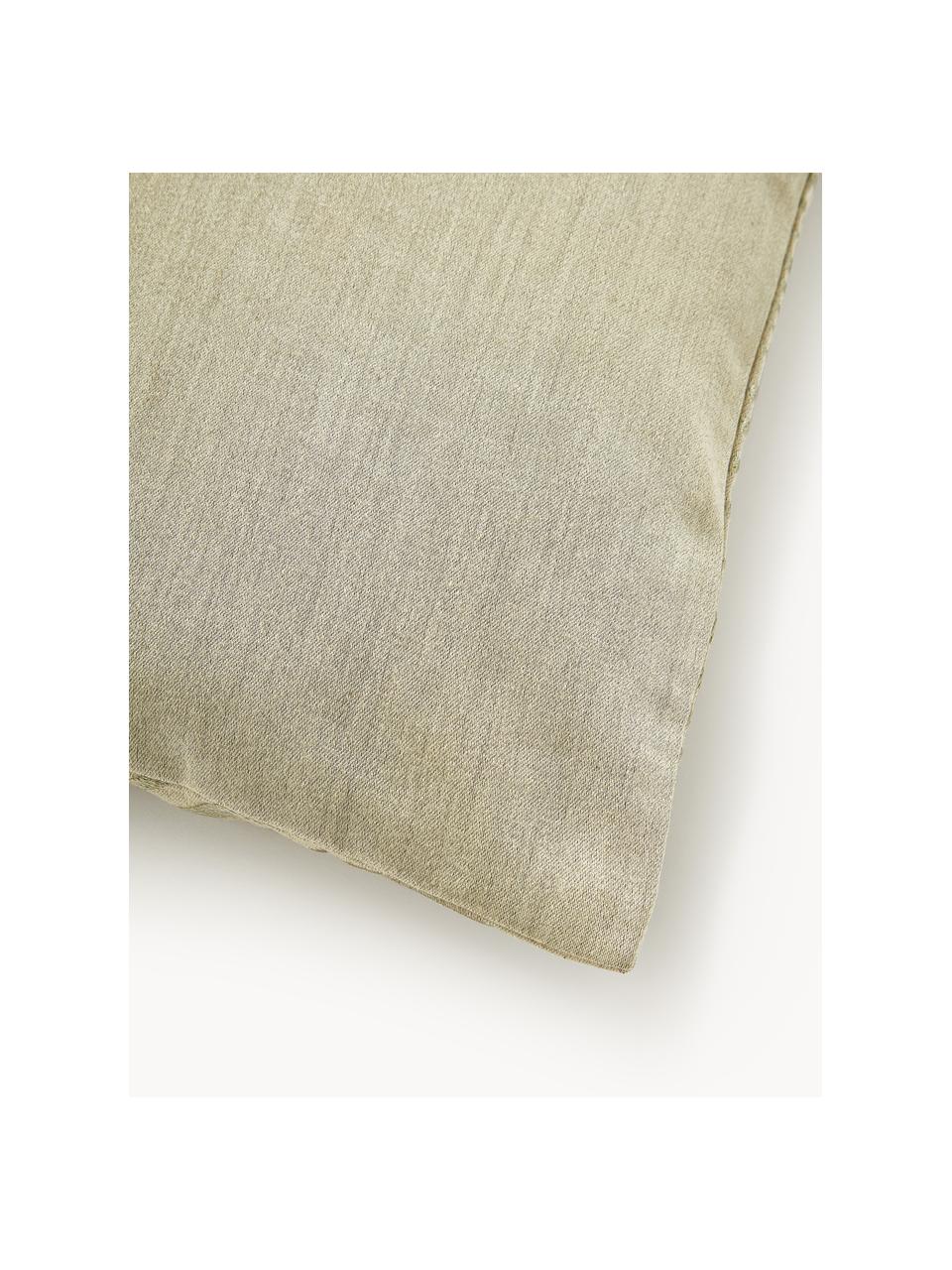 Funda de cojín bordada de satén Nico, 100% algodón satinado, Verde, An 45 x L 45 cm