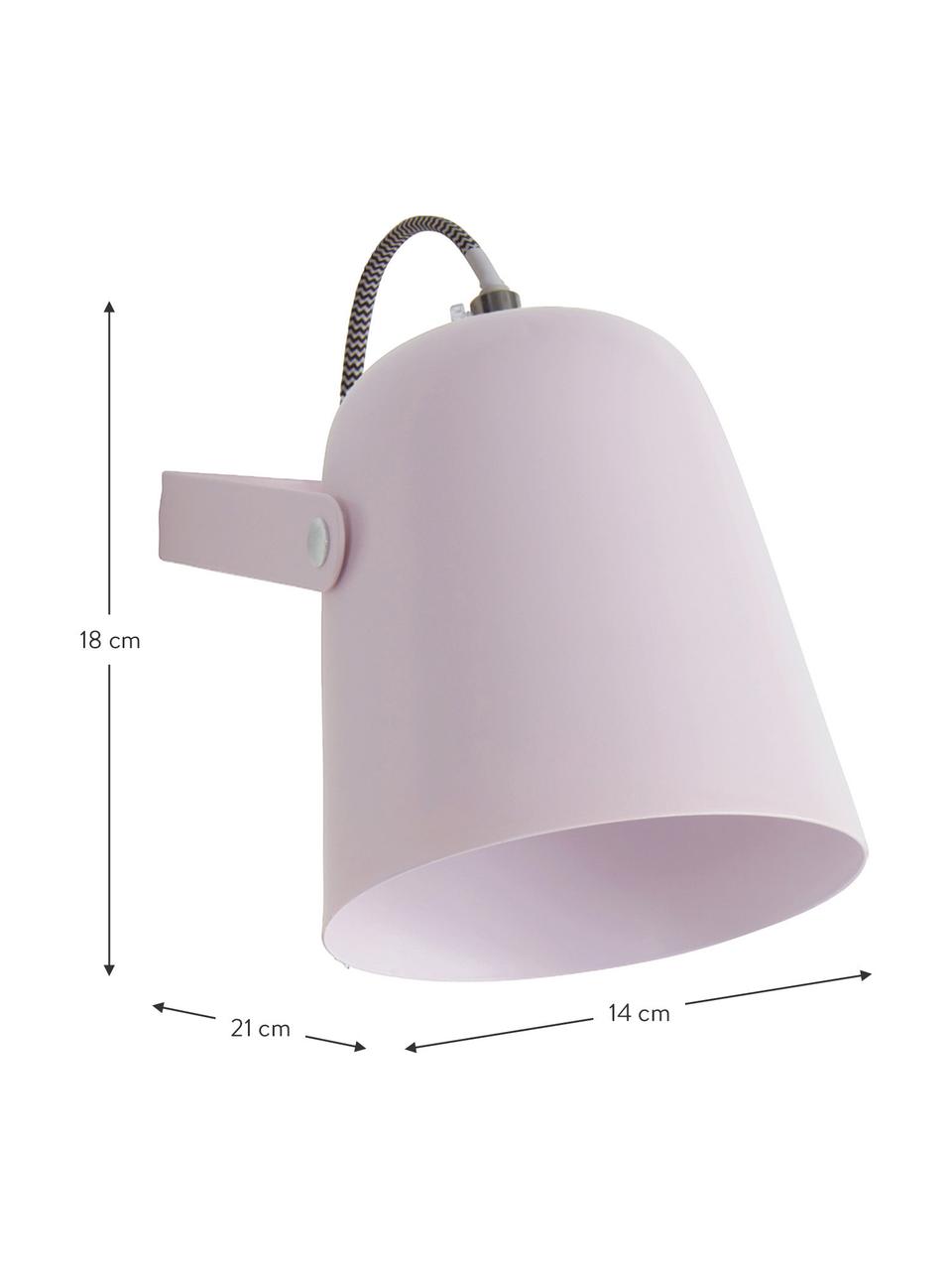 Wandlamp Iluminar met stekker in roze, Lampenkap: gelakt metaal, Roze, D 21 x H 18 cm