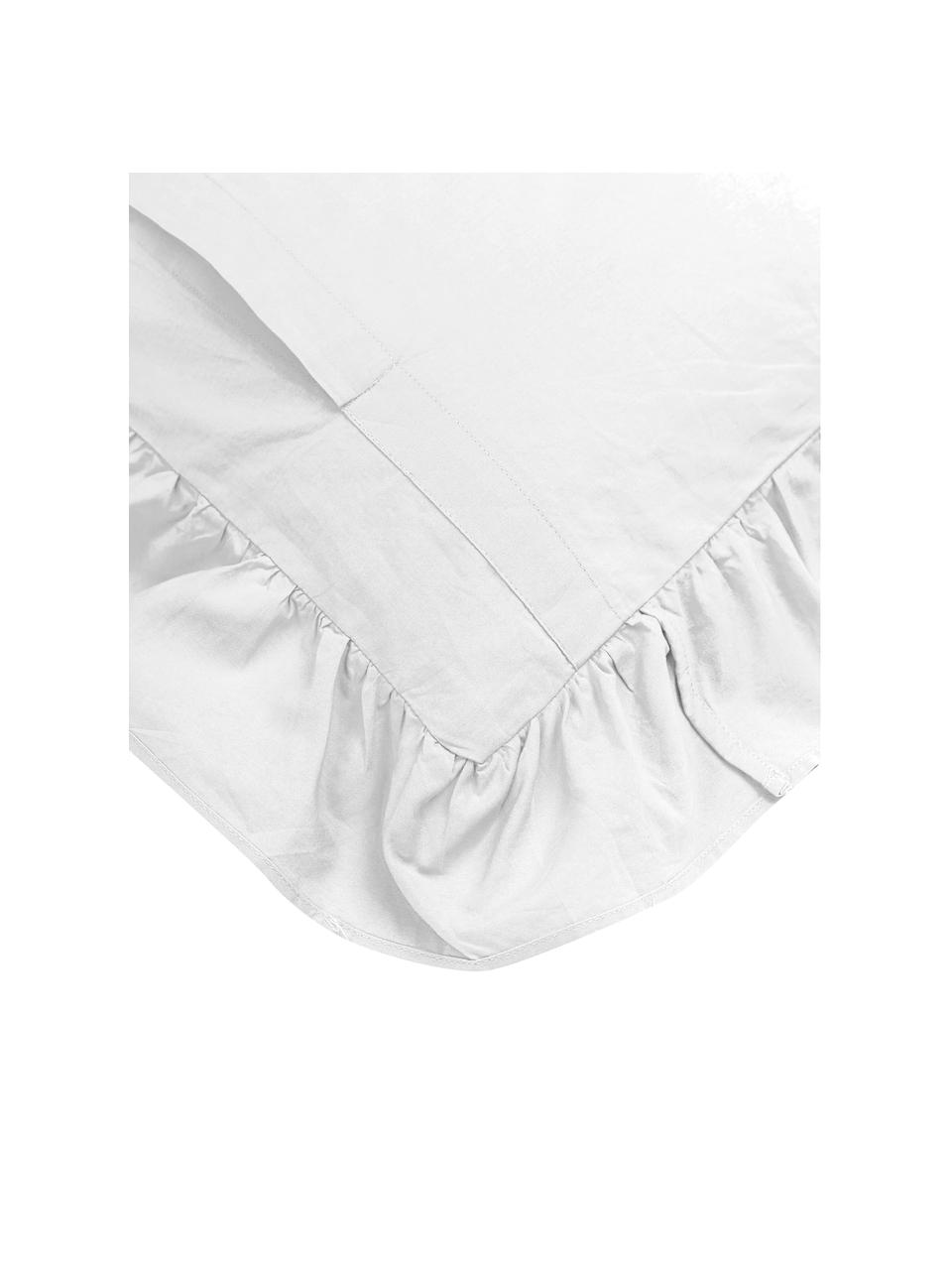 Funda nórdica de algodón con volantes Florence, Blanco, Cama 90 cm (150 x 220 cm)