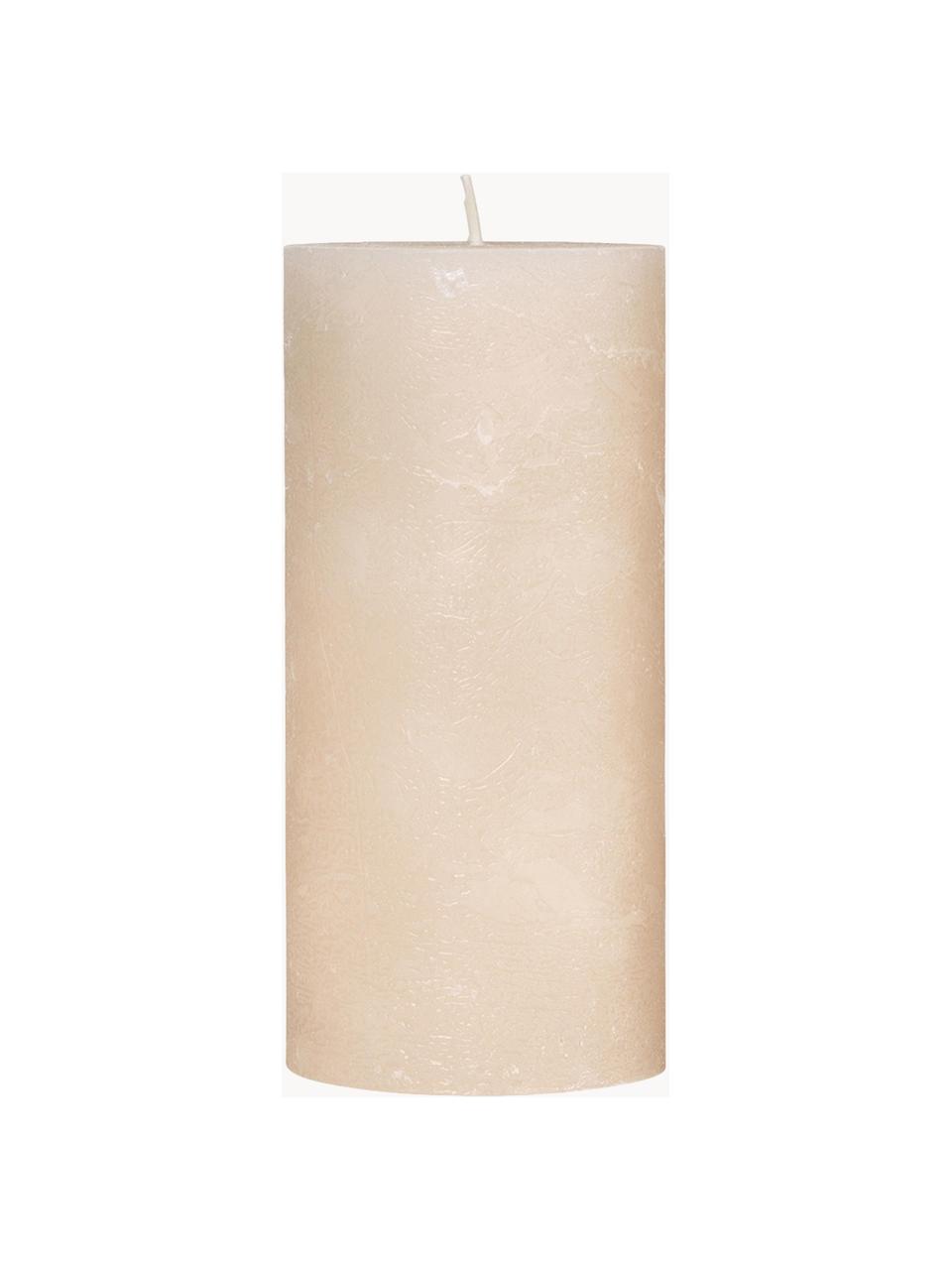 Handgefertigte Stumpenkerze Rustic, Paraffin, Cremefarben, Ø 7 x H 10 cm