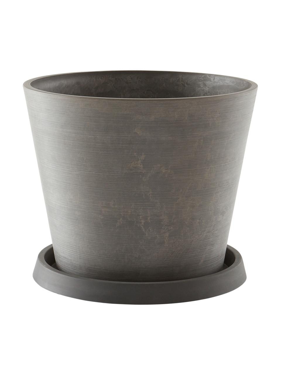 Grand pot de fleur gris Malcolm, Plastique, Gris, Ø 41 cm x haut. 34 cm