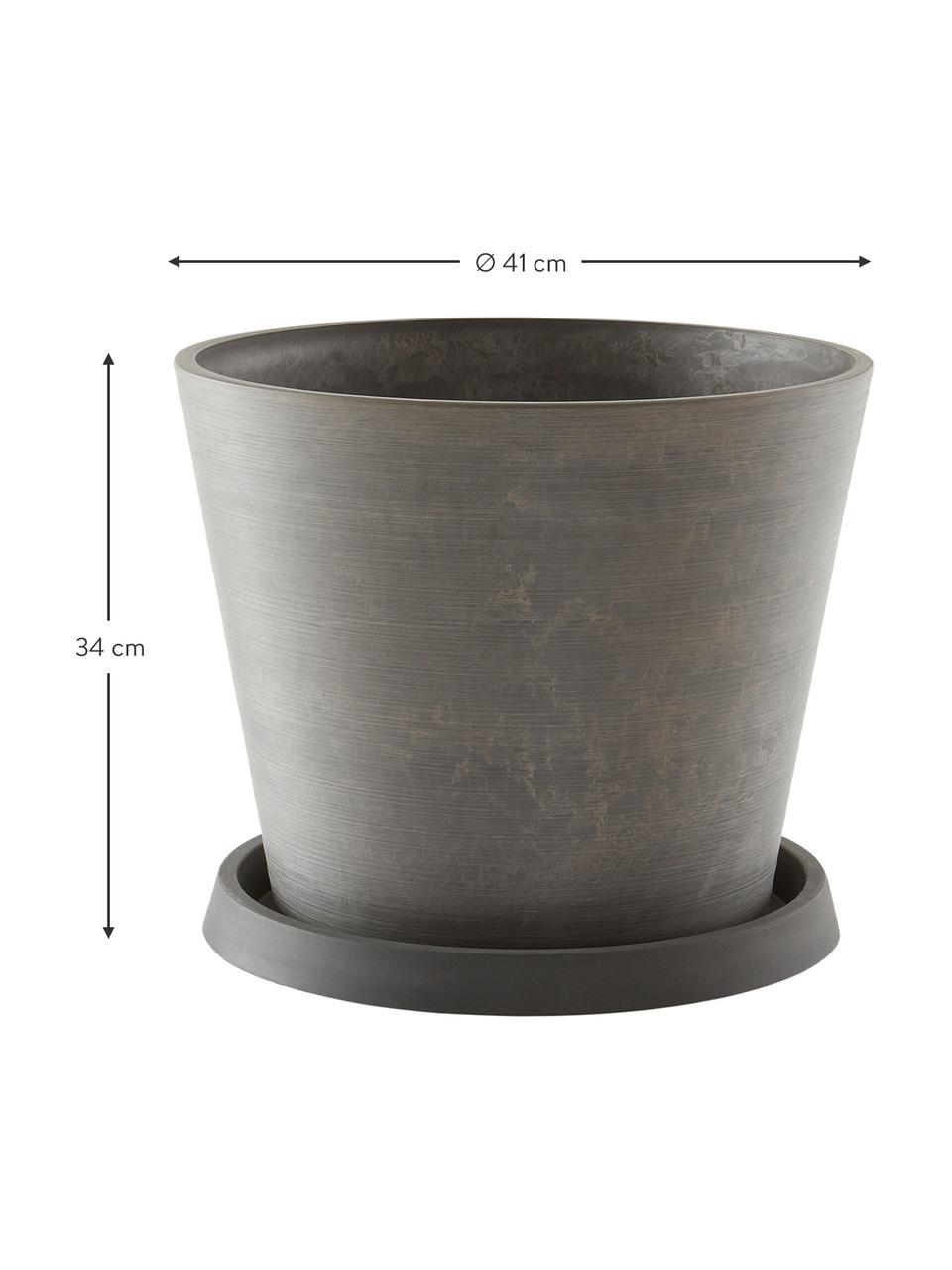 Grand pot de fleur gris Malcolm, Plastique, Gris, Ø 41 cm x haut. 34 cm