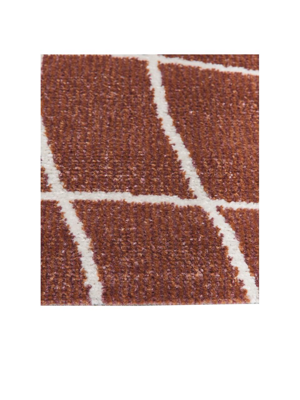 Tapis d'extérieur couleur rouille Lillyan, 100 % polypropylène, Couleur rouille, couleur crème, larg. 80 x long. 150 cm (taille XS)