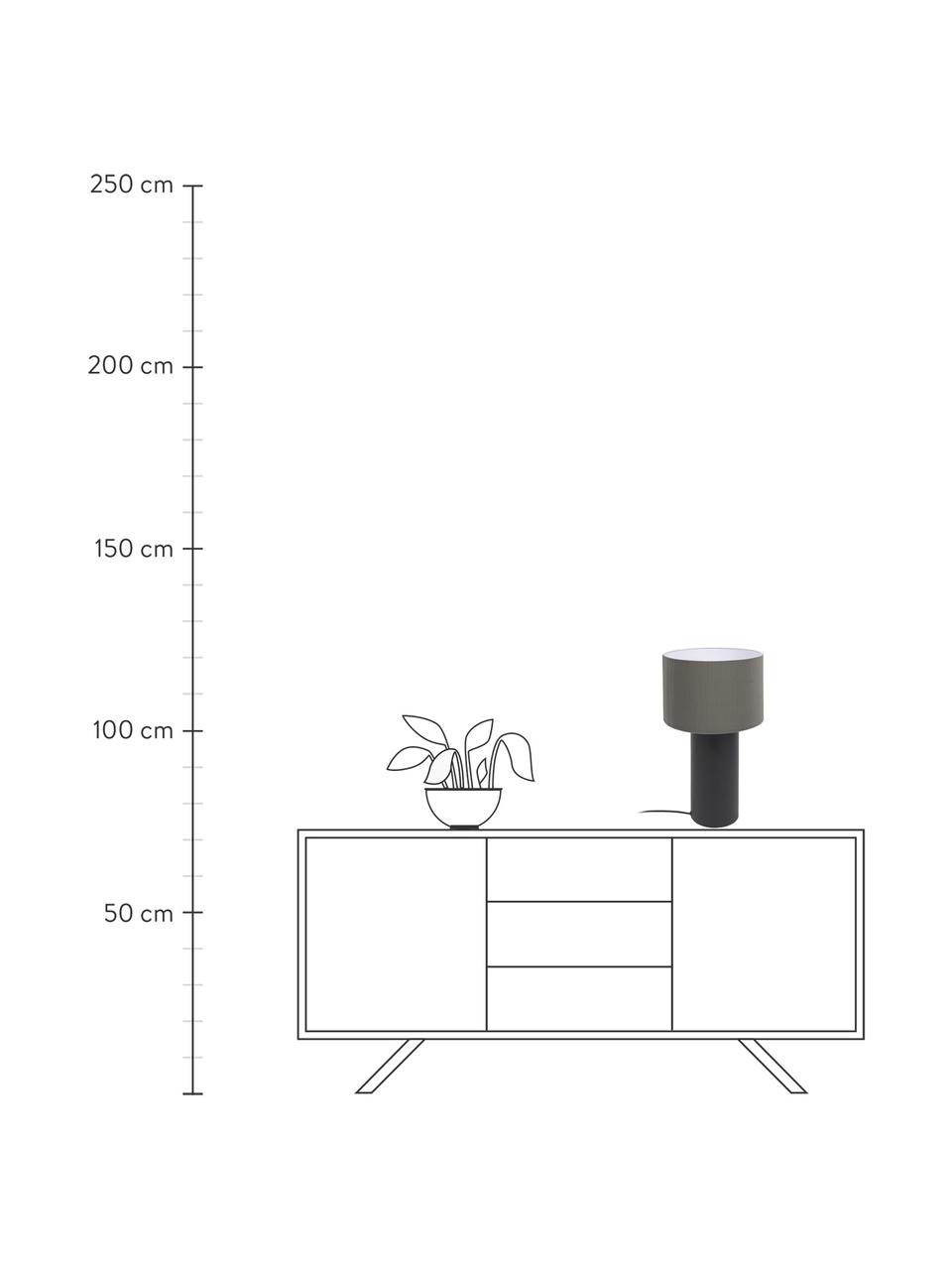 Grosse Tischlampe Domicina, Lampenschirm: Leinen, Dunkelgrau, Schwarz, Ø 30 cm x H 50 cm