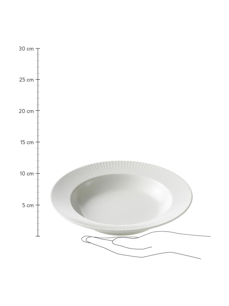 Talerz głęboki o ryflowanej strukturze Groove, 4 szt., Kamionka, Biały, Ø 23 x W 4 cm
