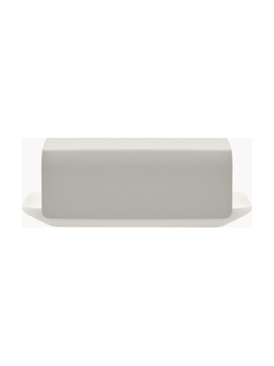 Burriera Mattina, Coperchio: acciaio inossidabile 18/1, Scatola: porcellana, Greige, bianco, Larg. 21 x Alt. 7 cm