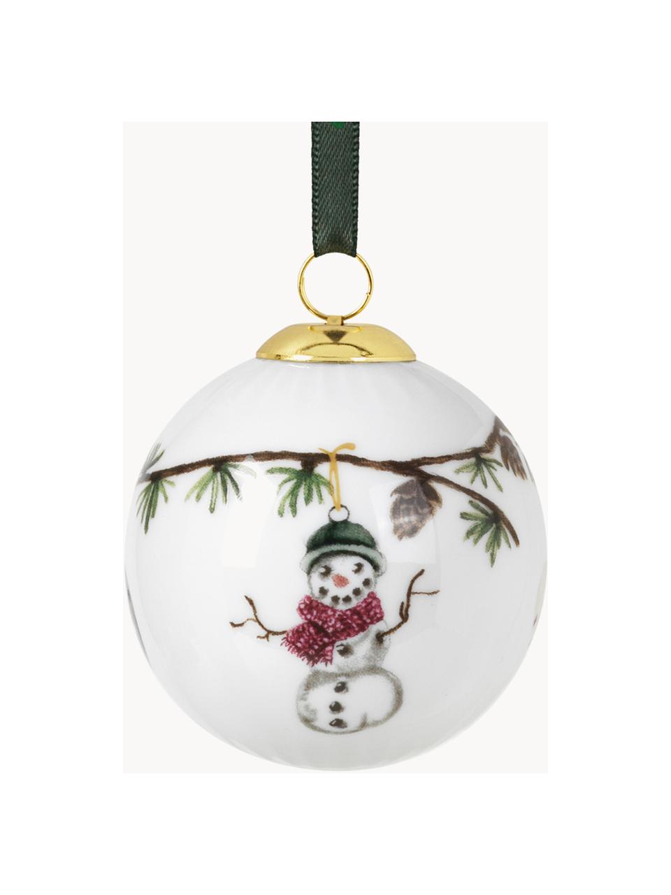 Boule de Noël artisanale en porcelaine Hammershøi, Porcelaine, Bonhomme de neige, Ø 6 cm