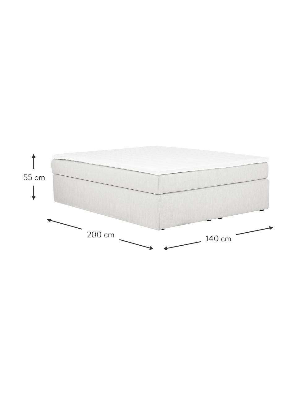 Boxspringbett Enya, Matratze: 5-Zonen-Taschenfederkern, Webstoff Hellgrau, B 140 x L 200 cm, Härtegrad H2