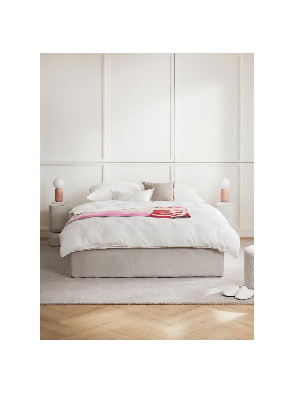 Boxspringbed Enya, Matras: 5-zones pocketvering, Poten: kunststof Dit product is , Geweven stof lichtgrijs, B 140 x L 200 cm, hardheidsgraad H2