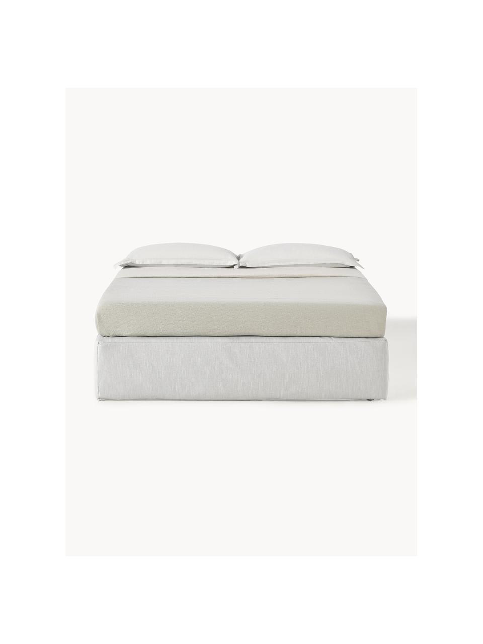 Boxspringbed Enya, Matras: 5-zones pocketvering, Poten: kunststof Dit product is , Geweven stof lichtgrijs, B 140 x L 200 cm, hardheidsgraad H2