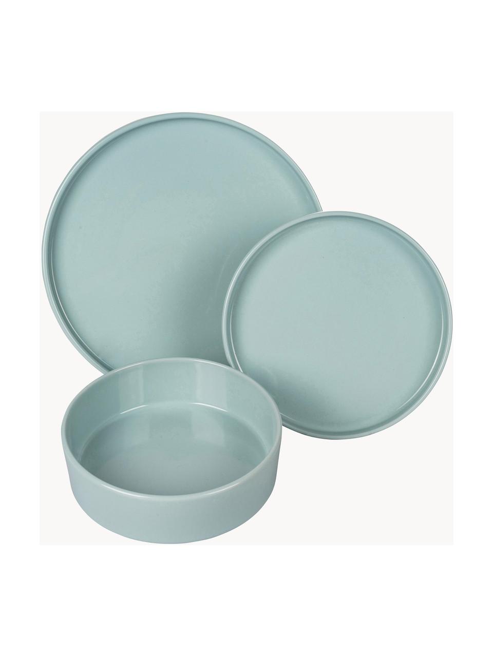 Set stoviglie in gres azzurro Gourment, 4 persone (12 pz), Gres, Azzurro, Set in varie misure