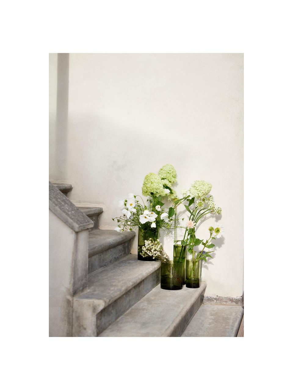 Sklenená váza Salon, V 21 cm, Sklo, Zelená, polopriehľadná, Ø 11 x V 21 cm