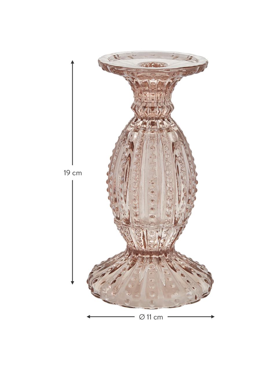 Świecznik szklany Silva, Szklanka, Blady różowy, transparentny, Ø 11 x W 19 cm