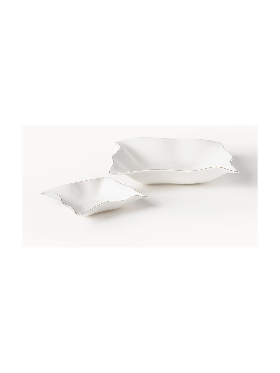 Set di 2 ciotole decorative Laine, Porcellana, Bianco, Set in varie misure